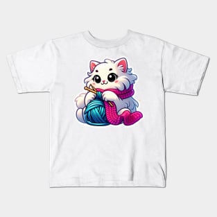 the knitting kitty Kids T-Shirt